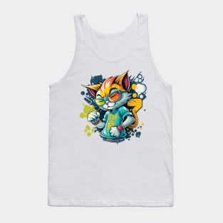 Cool Cat Graffiti Style Tank Top